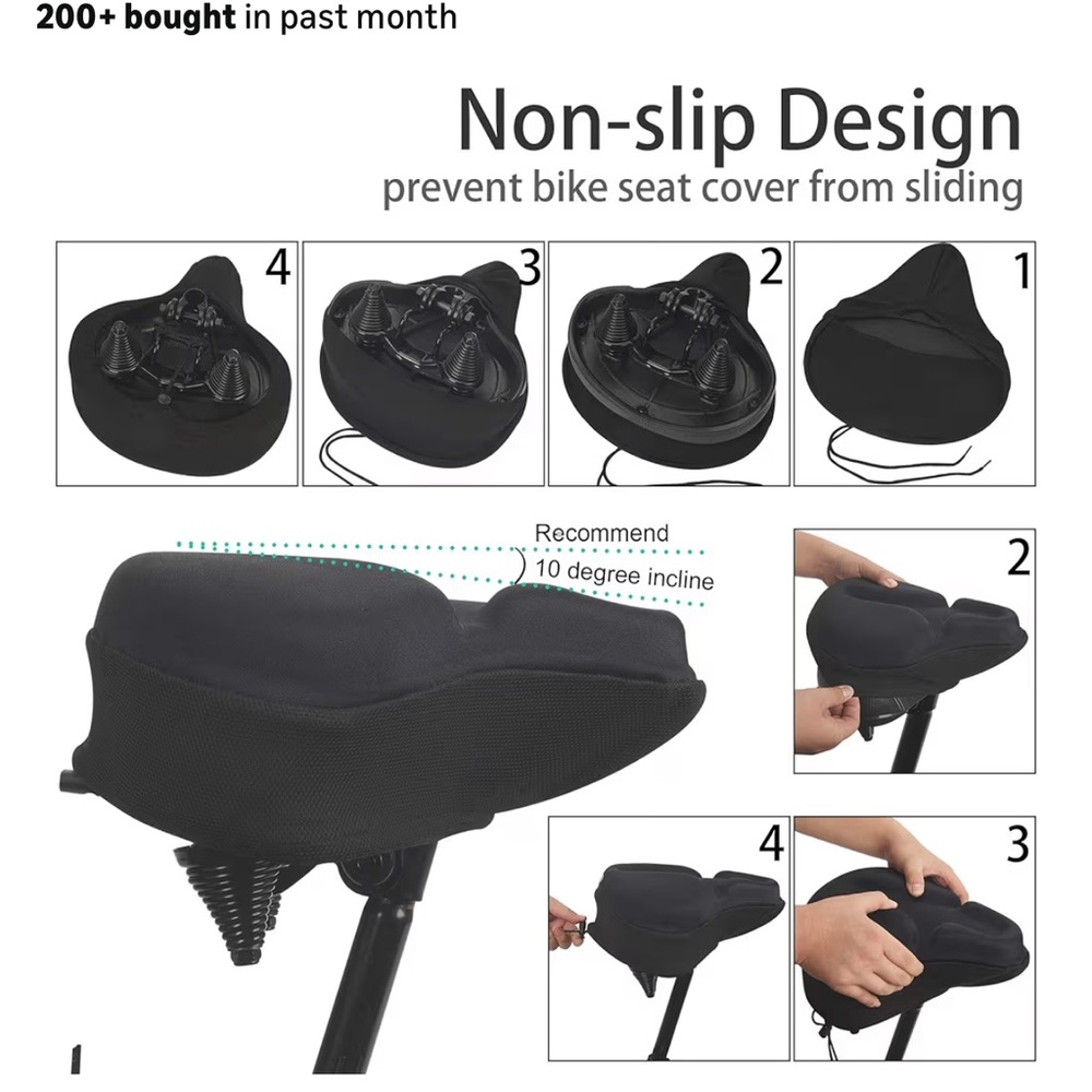 Away Black Non-Slip Bike Seat Cover